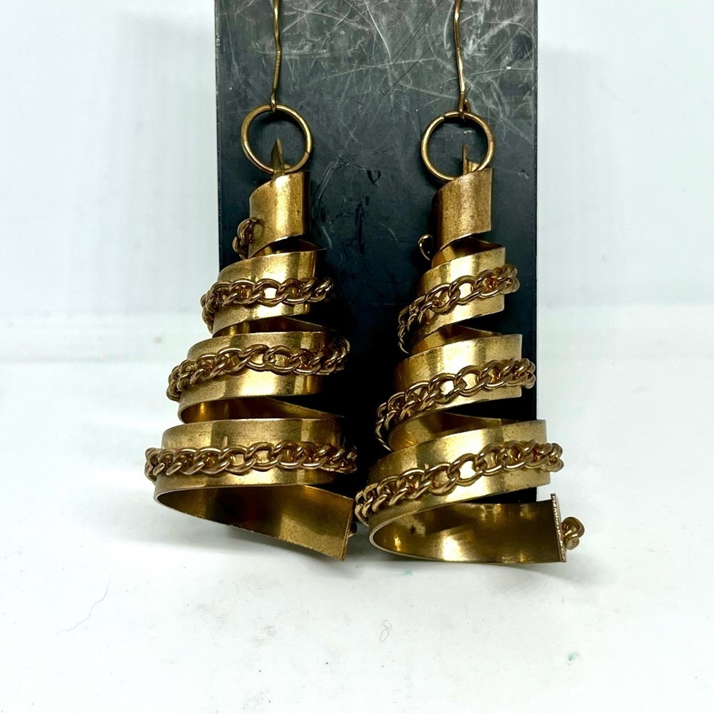 Vintage Handcrafted Spiral Dangle Earrings